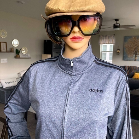 adidas Other - 💋 Adidas grey black striped track jacket coat NWOT